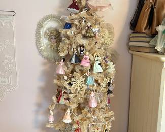 Small Christmas Tree with Hallmark Doll Ornaments