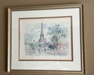 Eiffel Tower watercolor,  $