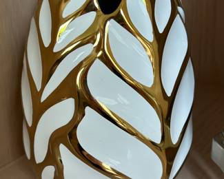 White and gold vase, $14