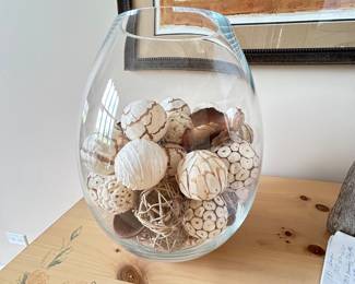 Large thick glass vase, $28