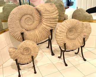 Large, Medium, & Small Shell decor on stands, $24, $20, $18