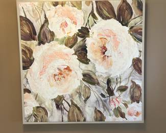 Floral framed embellished painting,  $40