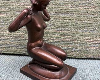 c1930 ART NOUVEAU BRONZE SCULPTURE STATUE NUDE WOMAN