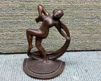 c1930s ART NOUVEAU CAST IRON SCARF DANCER FIGURE