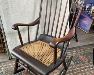 298 vintagespindlebackwoodenrockingchai