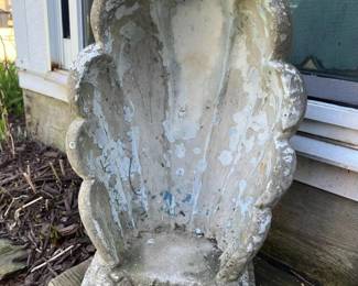 369 vintageconcretescallopedshellstatue