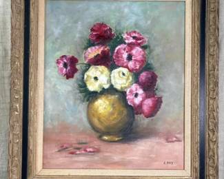 368 vintageframedfloralstilllifeoilpai