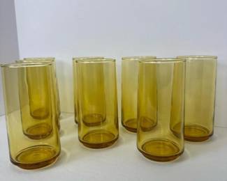 099 setof8amberglasshighballglasses