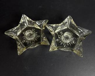 184 pairofstarshapedpressedglasstaper