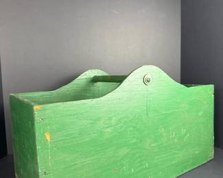 191 largevintagegreenwoodentoolboxtote