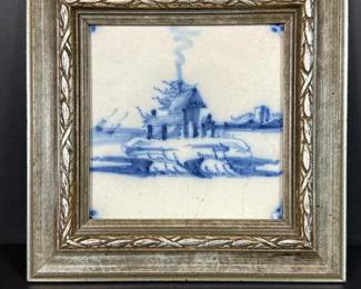 230 frameddelftblueceramictilehandpain