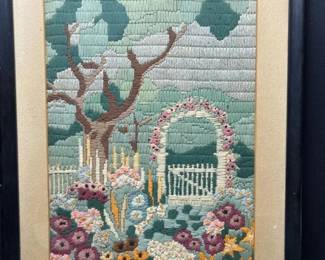 148 vintageframedhandembroiderygardenga
