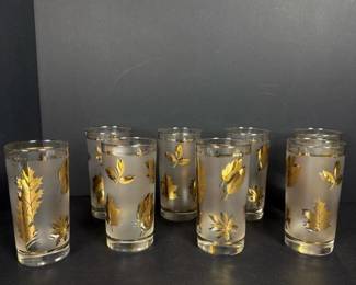 098 eightvintagelibbeygoldenfoliageglas