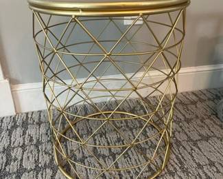 108 goldcolormetalwiredrumsidetable