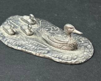 169 handcraftedpewtermotherduckwithduck