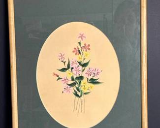 019 framedfloralartpastel235x19signed