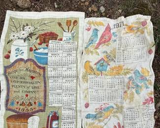 332 vintagelinencalendartowels1971birds