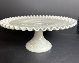 258 vintagehobnailmilkglasspedestalcake