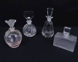 4 Crystal and Glass Perfume Bottles