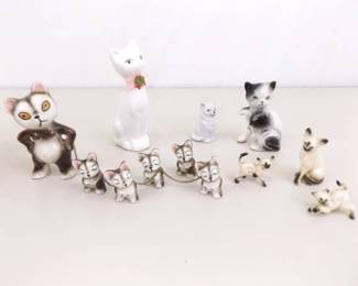 Lot of Vintage Miniature Porcelain Cat Figurines