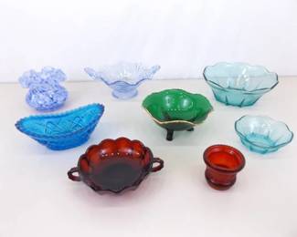 Lot of Misc Colored Depression Glass Bowls