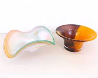 A Blown Murano Glass Bowl and Blown Artisan Bowl 
