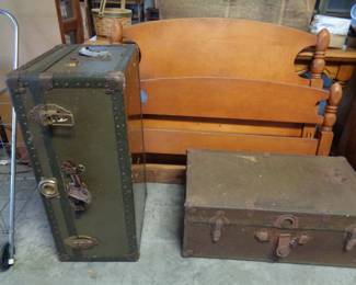 Military Trunks, Maple Head/Foot Board with Frame