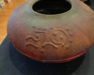 Taylor Spaulding Raku Style Inlaid Pottery Vase