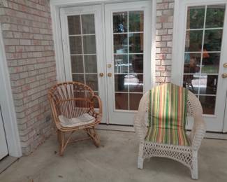 Vintage Bamboo Side Chair, Vintage Whicker Chair