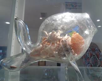 Vintage Crackle Glass Fish