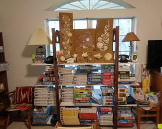 Jigsaw Puzzles, Shell Art, Vintage Brass Articulating Lamp