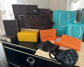 Empty Designer Boxes and Shopping Bags