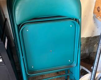 4 Teal Green / Turquoise Cushioned Folding Chairs 