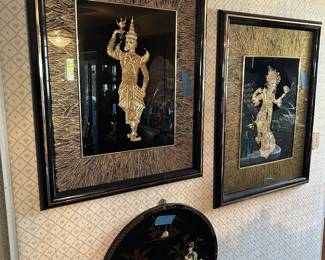 Thai Gold Plated Warrior and Dancer Artwork