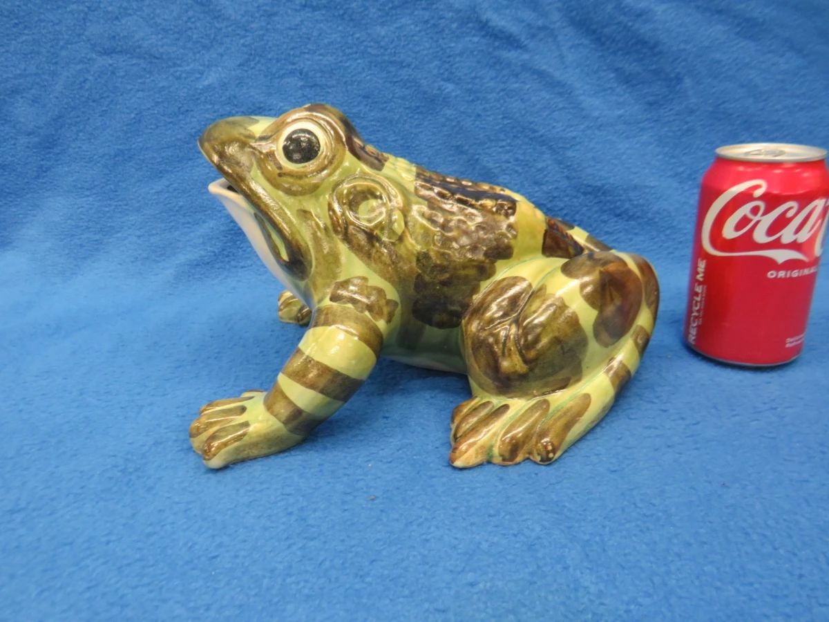 Lot 11. Vintage McCoy hand-painted large garden frog in excellent condition. Marked USA.