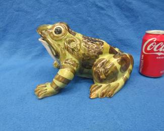 Lot 11. Vintage McCoy hand-painted large garden frog in excellent condition. Marked USA.