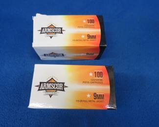 Lot 120. 200 Armscor 9mm rounds
