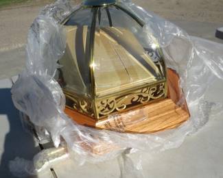 Lot 182. Hexagon-shaped NIP lamp shade with beveled glass