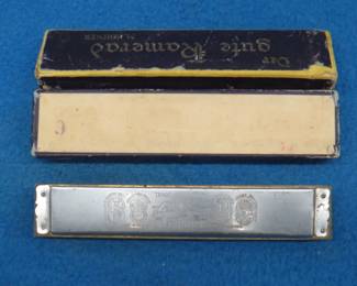 Lot 169. Hohner Der gute Kamerad (The Good Comrade) 40-hole tremolo harmonica in the key of C in the box in good condition. Sounds great.