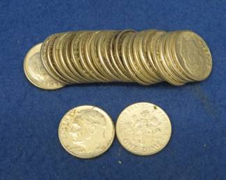 Lot 50. 25 silver Roosevelt dimes