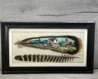 FRAMED HAND PAINTED FEATHER JUAN LEE GASSER SMYRNA TN