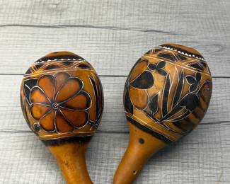 HANDCRAFTED FOLK ART GOURD MARACAS ARUBA
