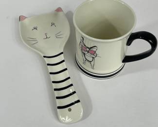 KITTY CAT SPOON REST & COFFEE MUG