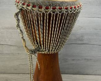 24" HAND CARVED DJEMBE DRUM W ROPE TUNING