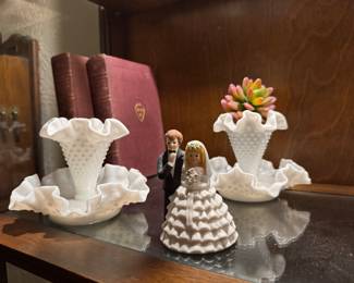 Milk glass vases 