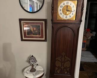Grandmother Clock. Was electric, now battery. Beautiful cabinet 