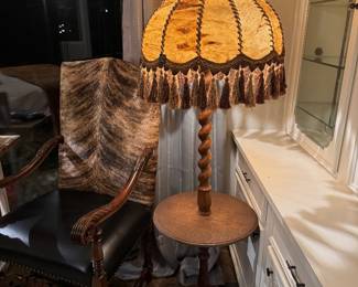 Vintage 40’s Lamp with Leather shade 