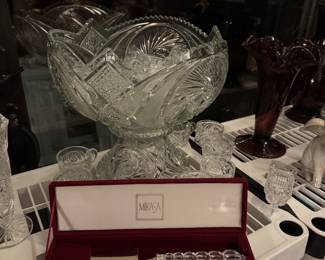 Crystal Punch Bowl with cups