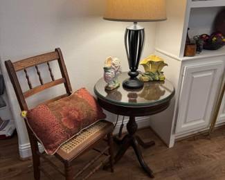 2 ANTIQUE SMALL CORNER ROUND TABLES