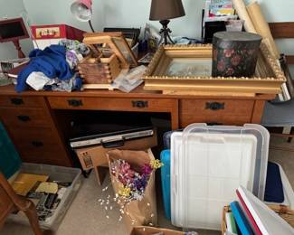 Cluttered Desk but will be cleaned before the Fabulous Estate Sale